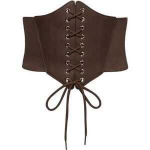 Women Wide Belt Elastic Waist Belt Corset Brown Coffee